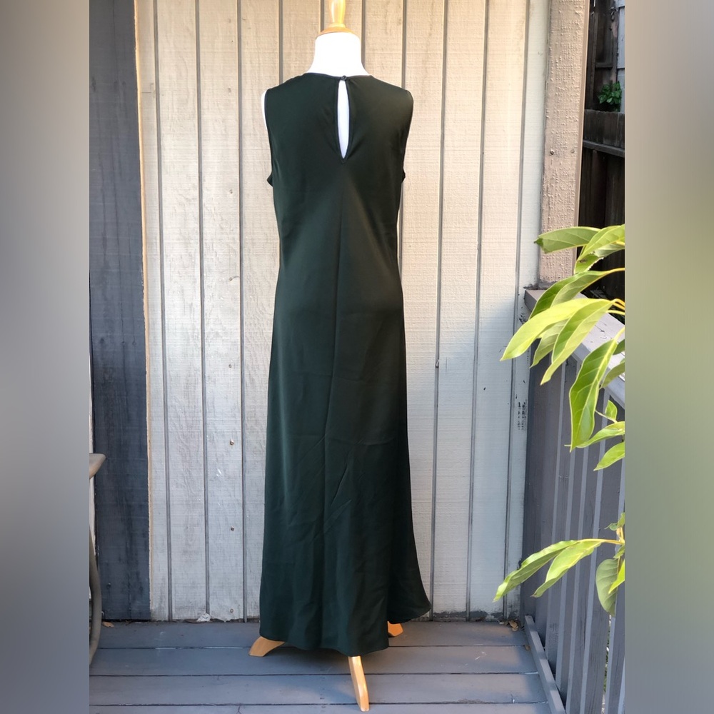 Quince Minimalist Silk Relaxed Fit Forest Green Sleeveless Maxi Dress size L - Picture 7 of 12